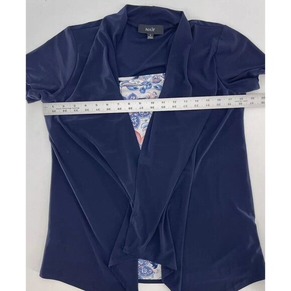 NAIF Woman's One Piece Short Sleeve Liquid Knit Floral Blouse Size Small Career - Picture 9 of 9